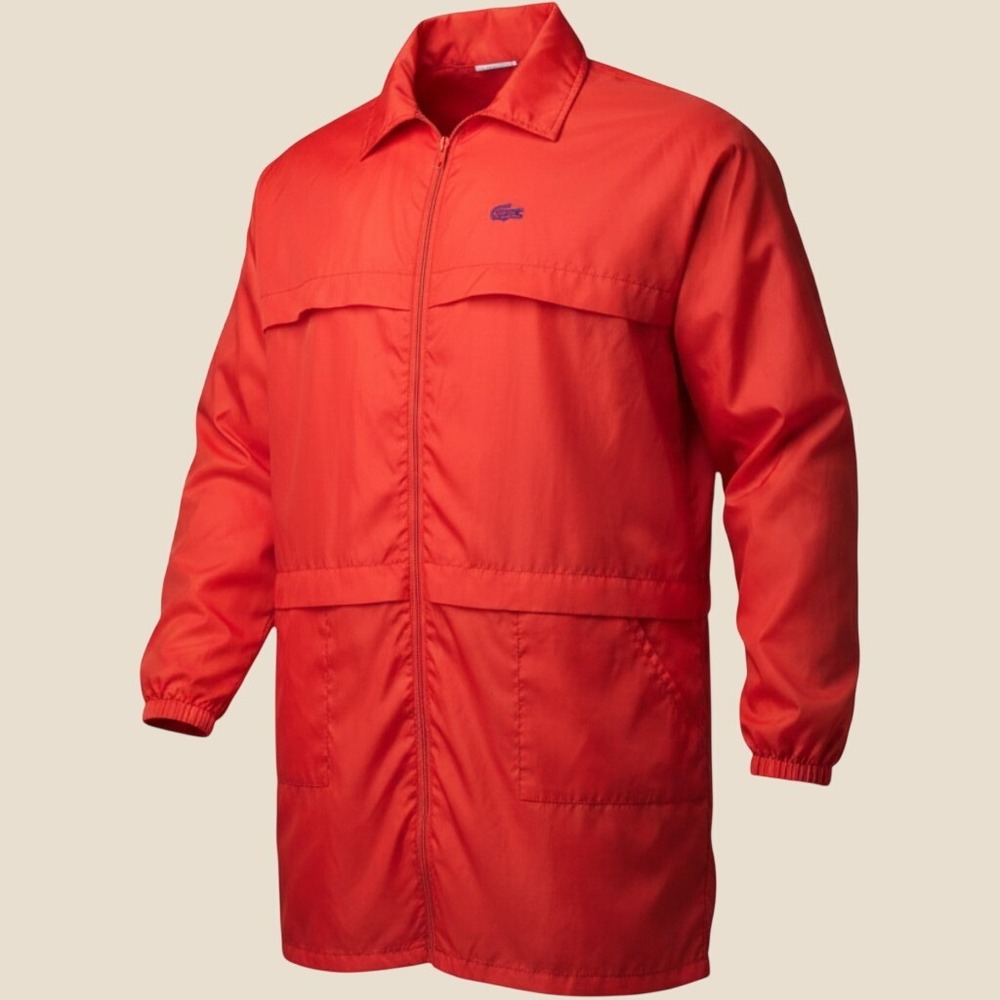 Vintage Alligator‎ Lacoste Red Nylon Windbreaker Jacket Full Zip Mens Large L